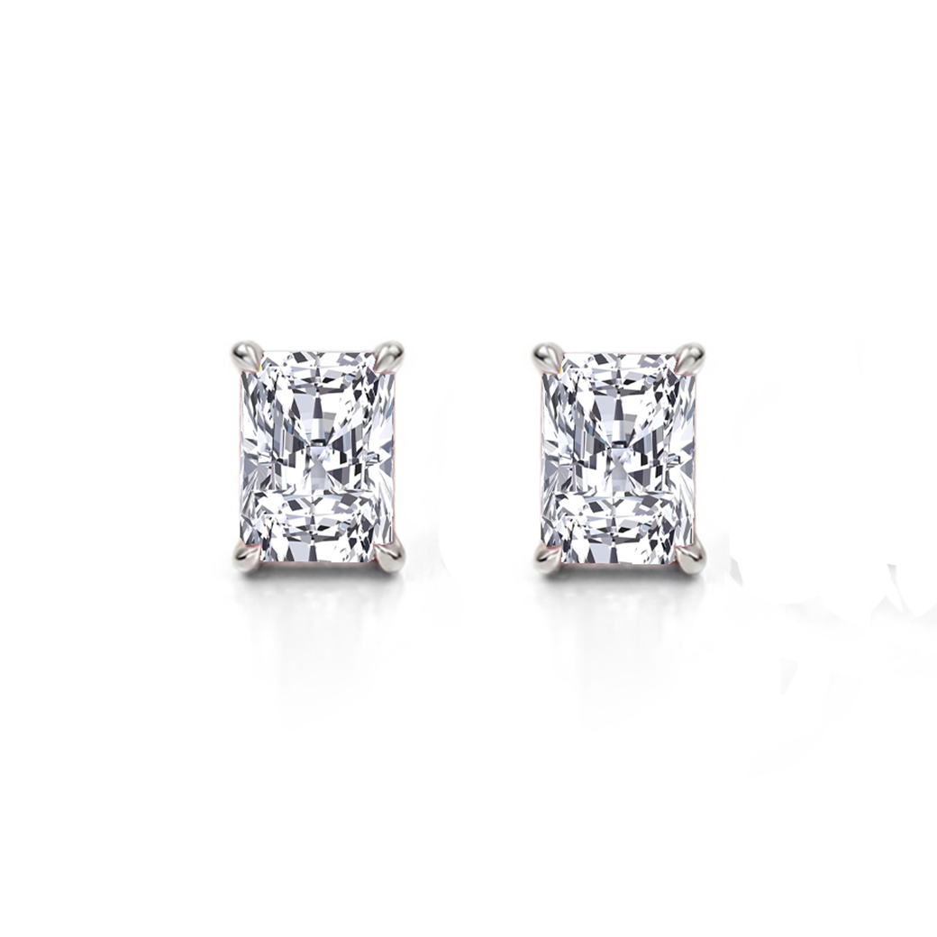 Radiant Cut Lab Grown Diamond Studs WG 2