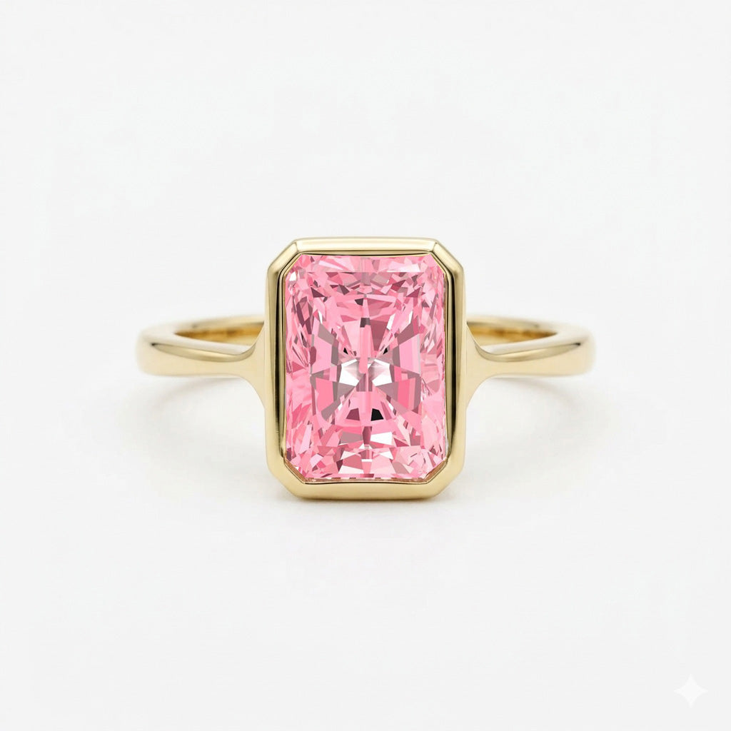 Fancy Pink Radiant Cut Lab-Grown Diamond Engagement Ring  YG 2
