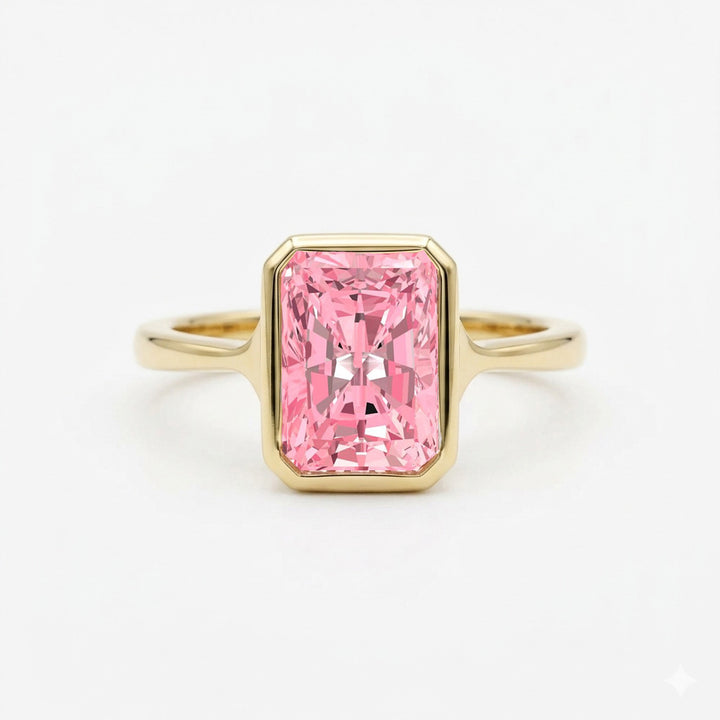 Fancy Pink Radiant Cut Lab-Grown Diamond Engagement Ring  YG 2