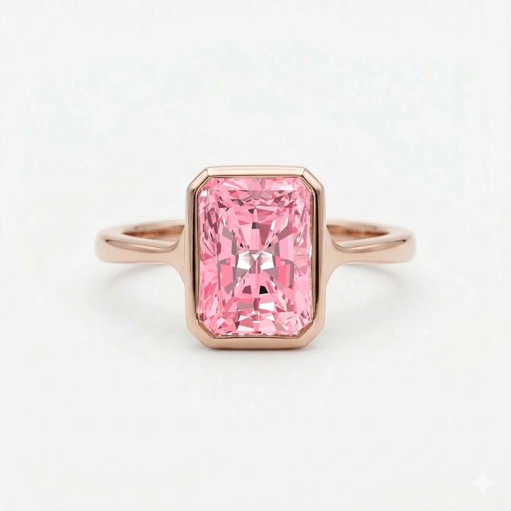 Fancy Pink Radiant Cut Lab-Grown Diamond Engagement Ring  RG 2