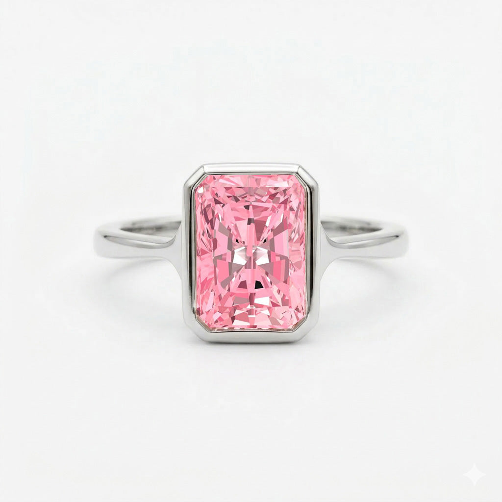 Fancy Pink Radiant Cut Lab-Grown Diamond Engagement Ring  WG 2