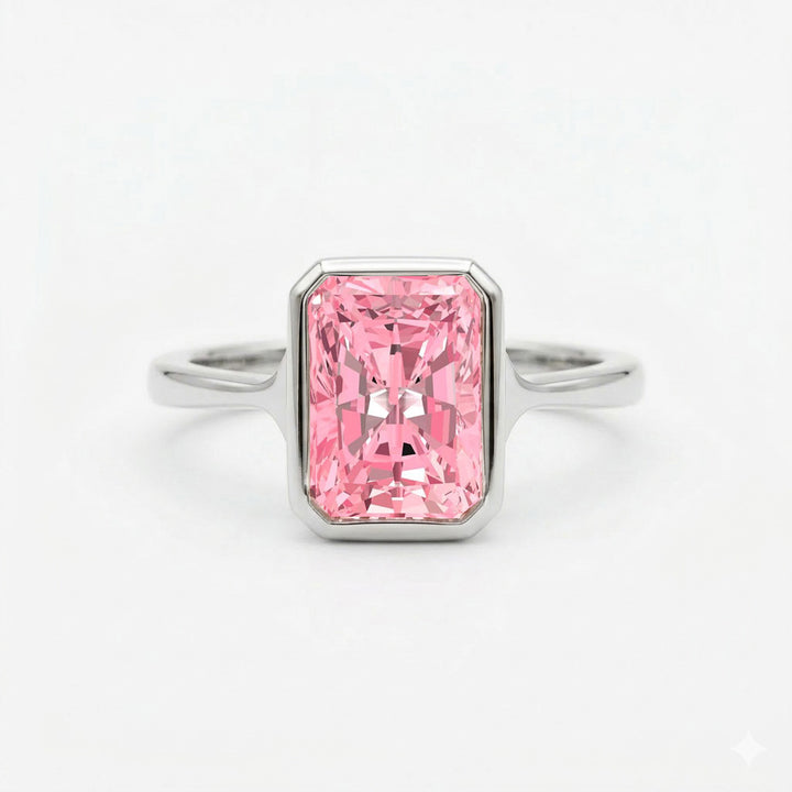 Fancy Pink Radiant Cut Lab-Grown Diamond Engagement Ring  WG 2