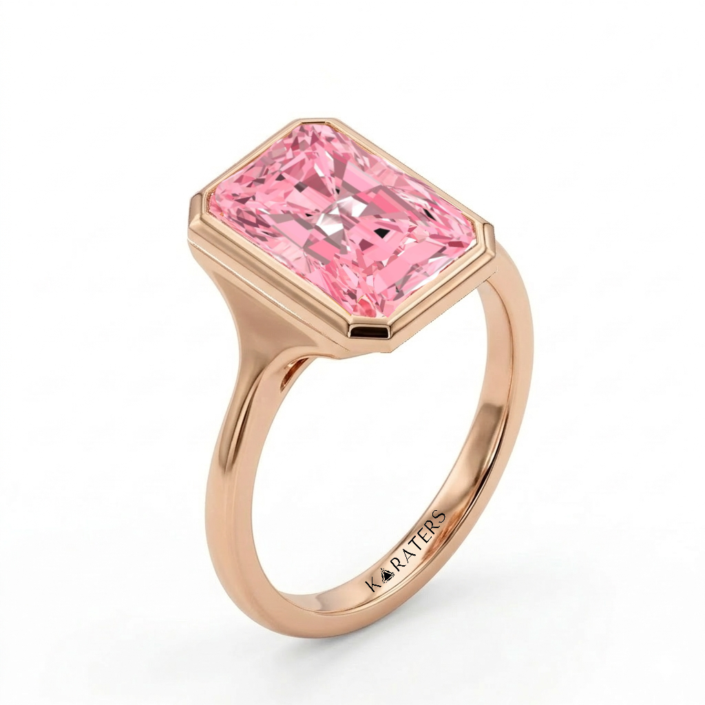 Fancy Pink Radiant Cut Lab-Grown Diamond Engagement Ring  RG