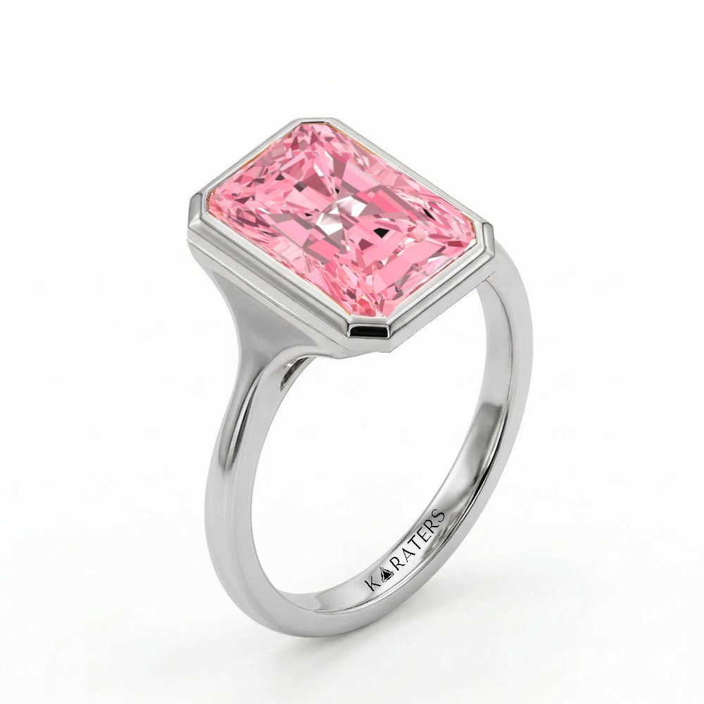 Fancy Pink Radiant Cut Lab-Grown Diamond Engagement Ring
