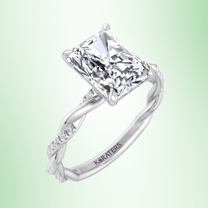 Radiant Cut Lab Diamond Engagement Ring With Twist Band