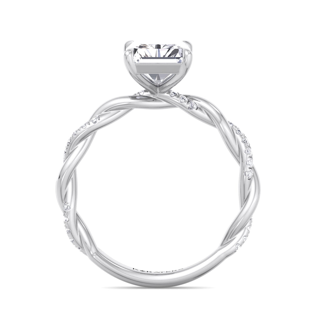 Radiant Cut Lab Diamond Engagement Ring With Twist Band, Profile
