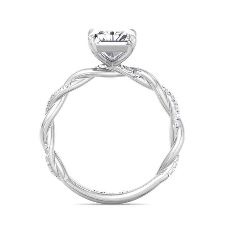 Radiant Cut Lab Diamond Engagement Ring With Twist Band, Profile