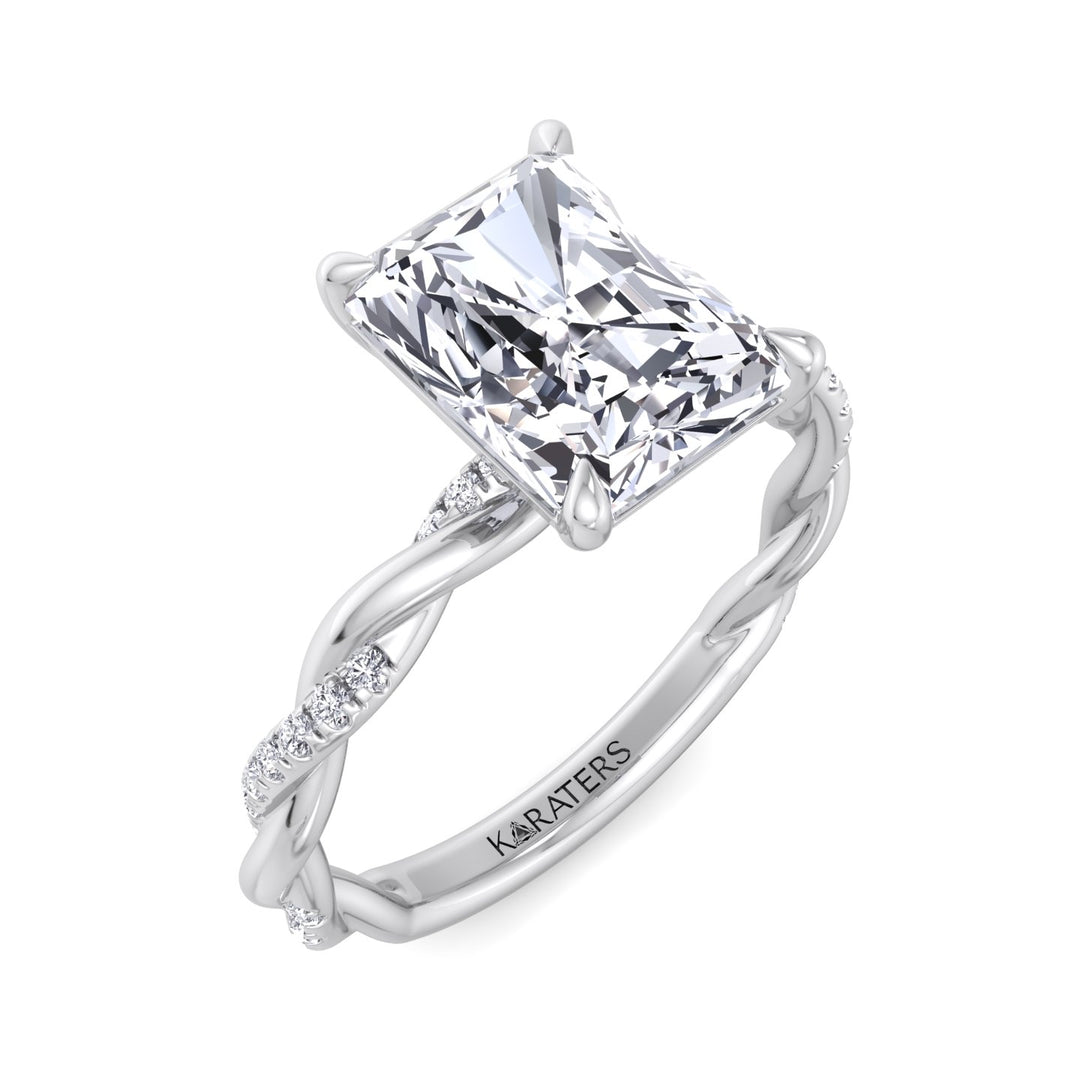 Radiant Cut Lab Diamond Engagement Ring With Twist Band, Top Down