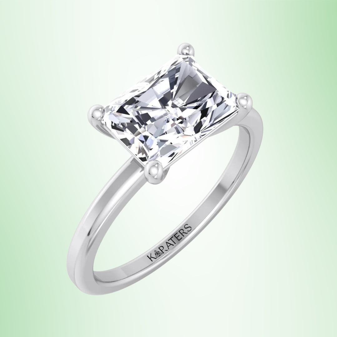 Radiant Cut Solitaire Lab Diamond Engagement Ring East West