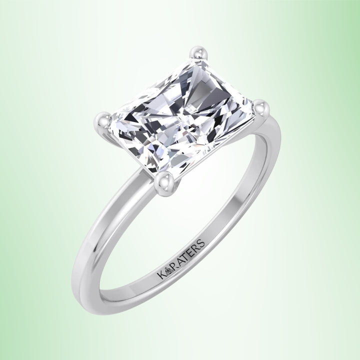 Radiant Cut Solitaire Lab Diamond Engagement Ring East West