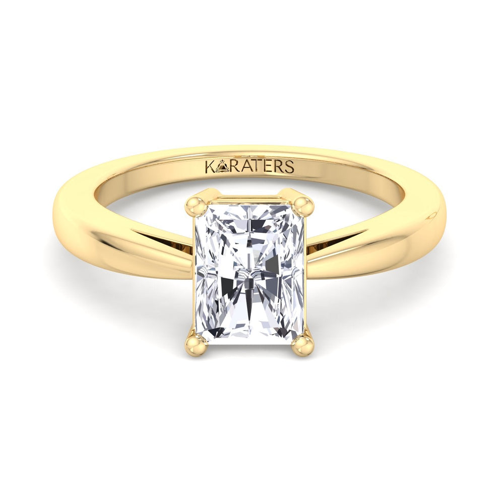 Radiant Cut Solitaire Lab Grown Diamond Ring Yellow 