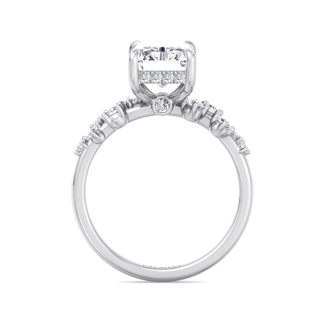 Radiant Lab Diamond Hidden Halo  Ring Side Stones White