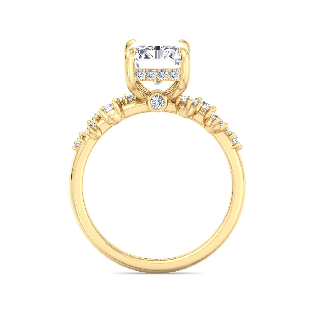 Radiant Lab Diamond Hidden Halo  Ring Side Stones Yellow