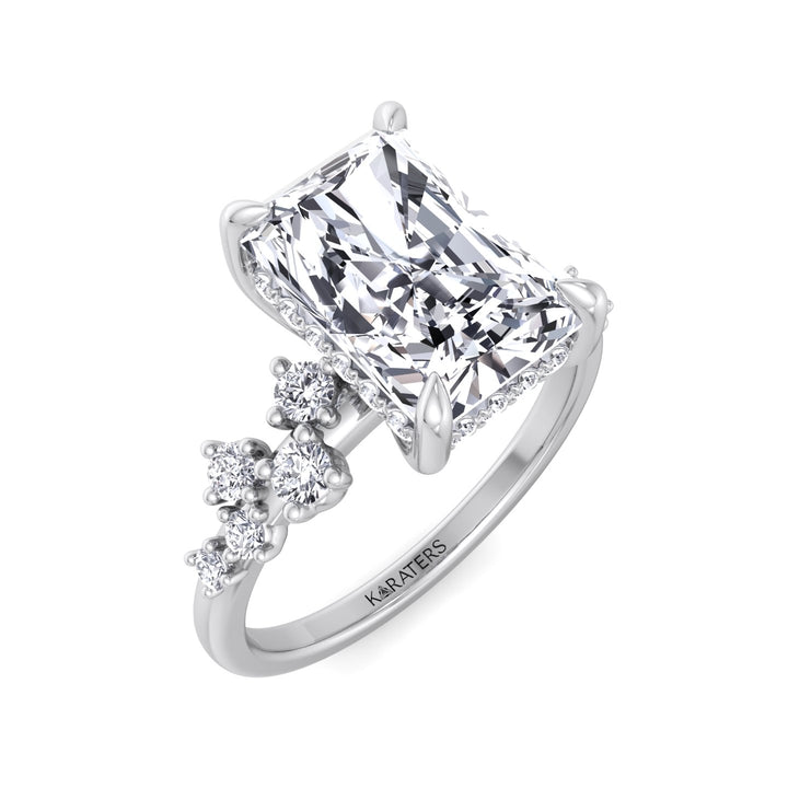 Radiant Lab Diamond Hidden Halo  White Ring SideStones 