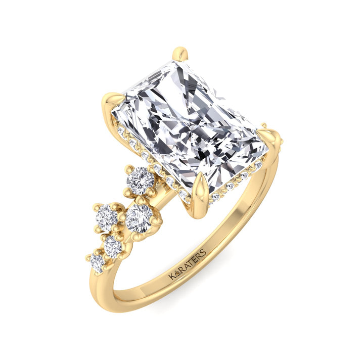 Radiant Lab Diamond Hidden Halo  Yellow Ring SideStones 