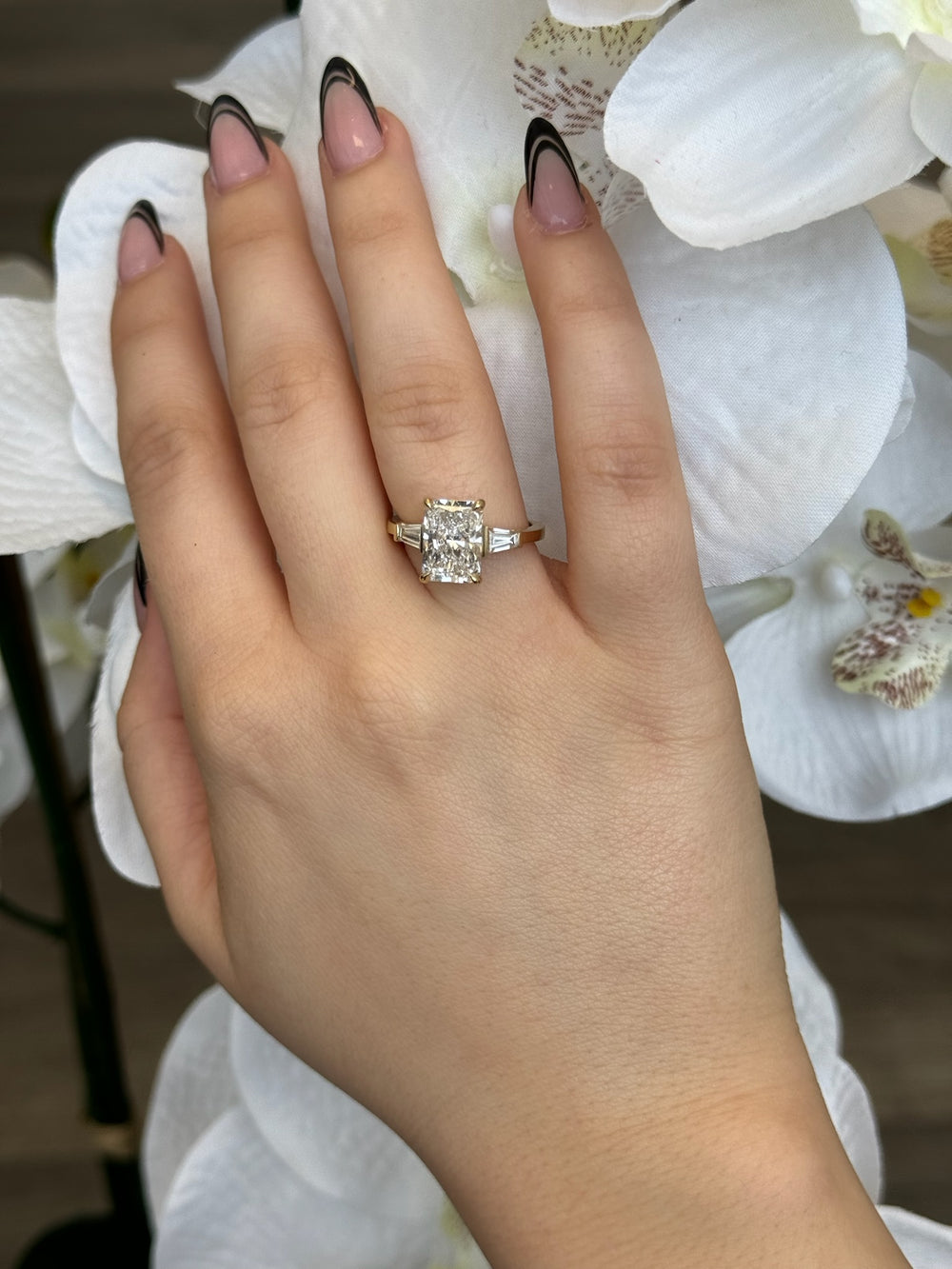 Radiant Lab Diamond Ring Tapered Baguette Yellow 