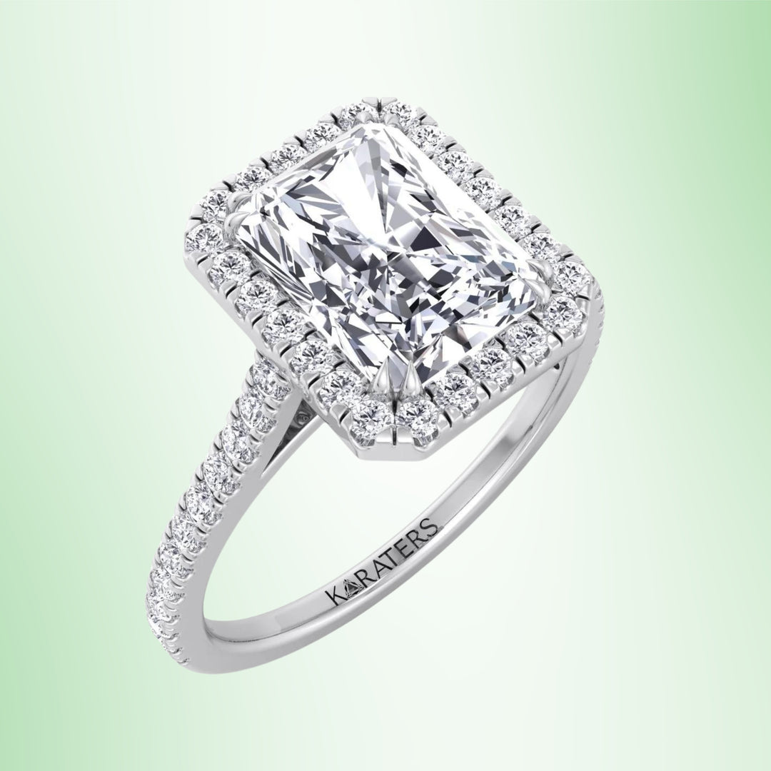Radiant Lab Grown Diamond Engagement Ring Pave Band