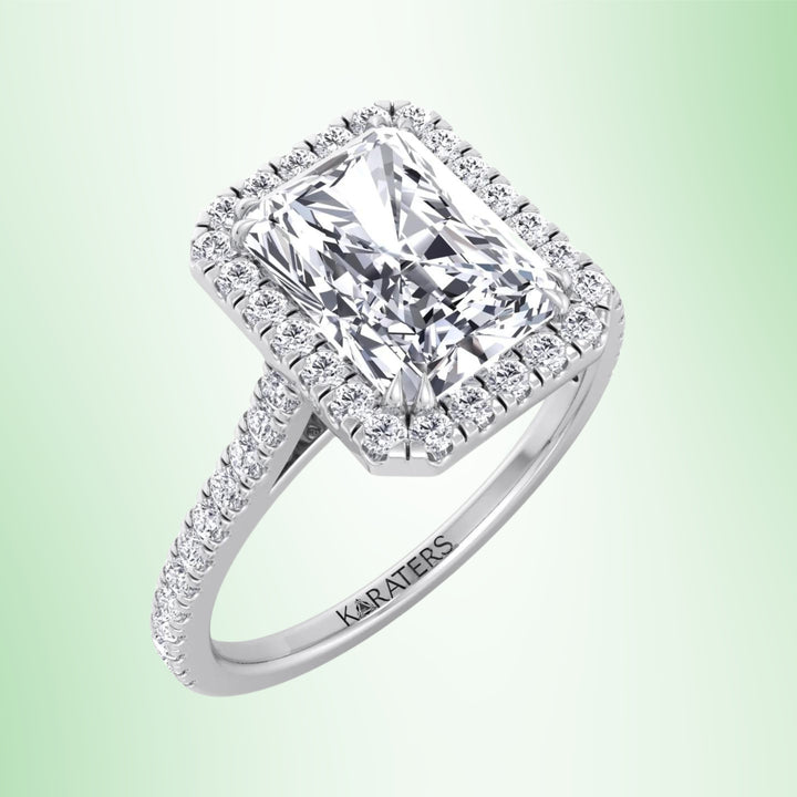 Radiant Lab Grown Diamond Engagement Ring Pave Band