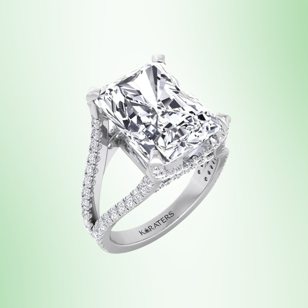 Radiant Lab Grown Diamond Engagement Ring Split Band