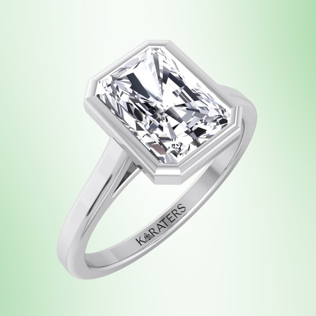 Radiant Solitaire Lab Diamond Engagement Ring Bezel Set