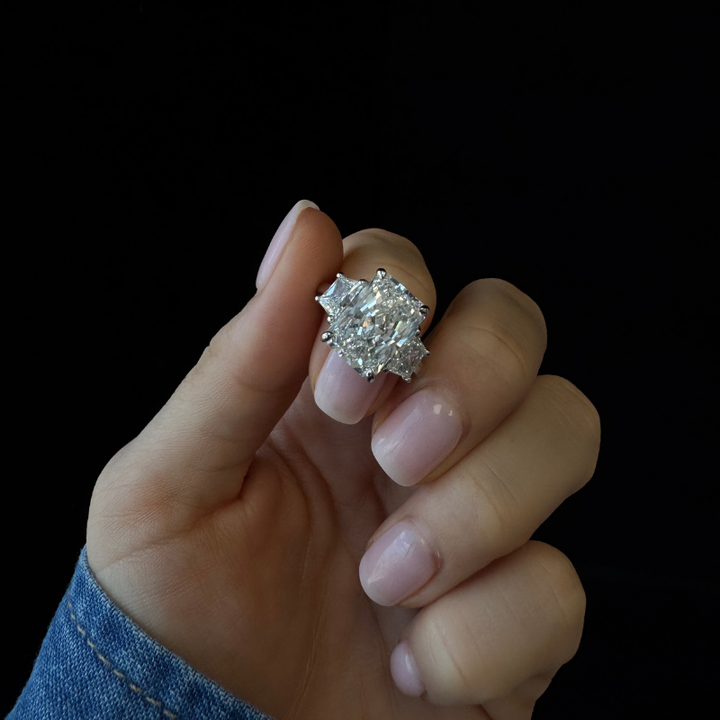 Radiant & Trapezoid Lab-Diamond Engagement Ring