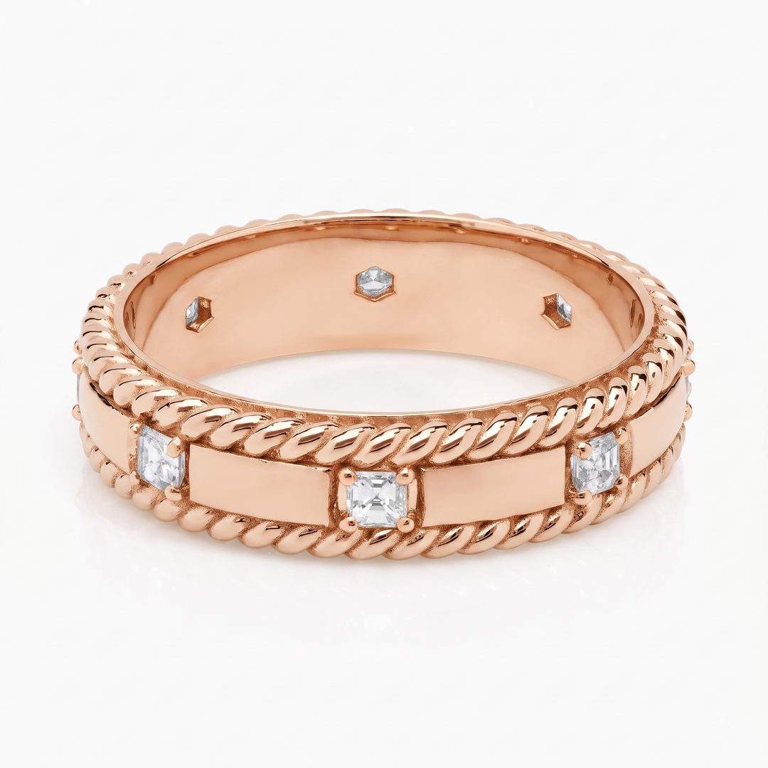 Grandeur Asscher Lab Grown Diamond  Men's Wedding Ring RG2