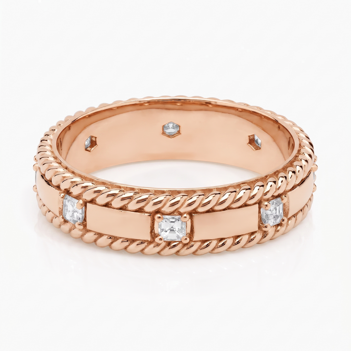 Grandeur Asscher Lab Grown Diamond  Men's Wedding Ring RG2