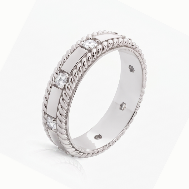 Grandeur Asscher Lab Grown Diamond  Men's Wedding Ring WG