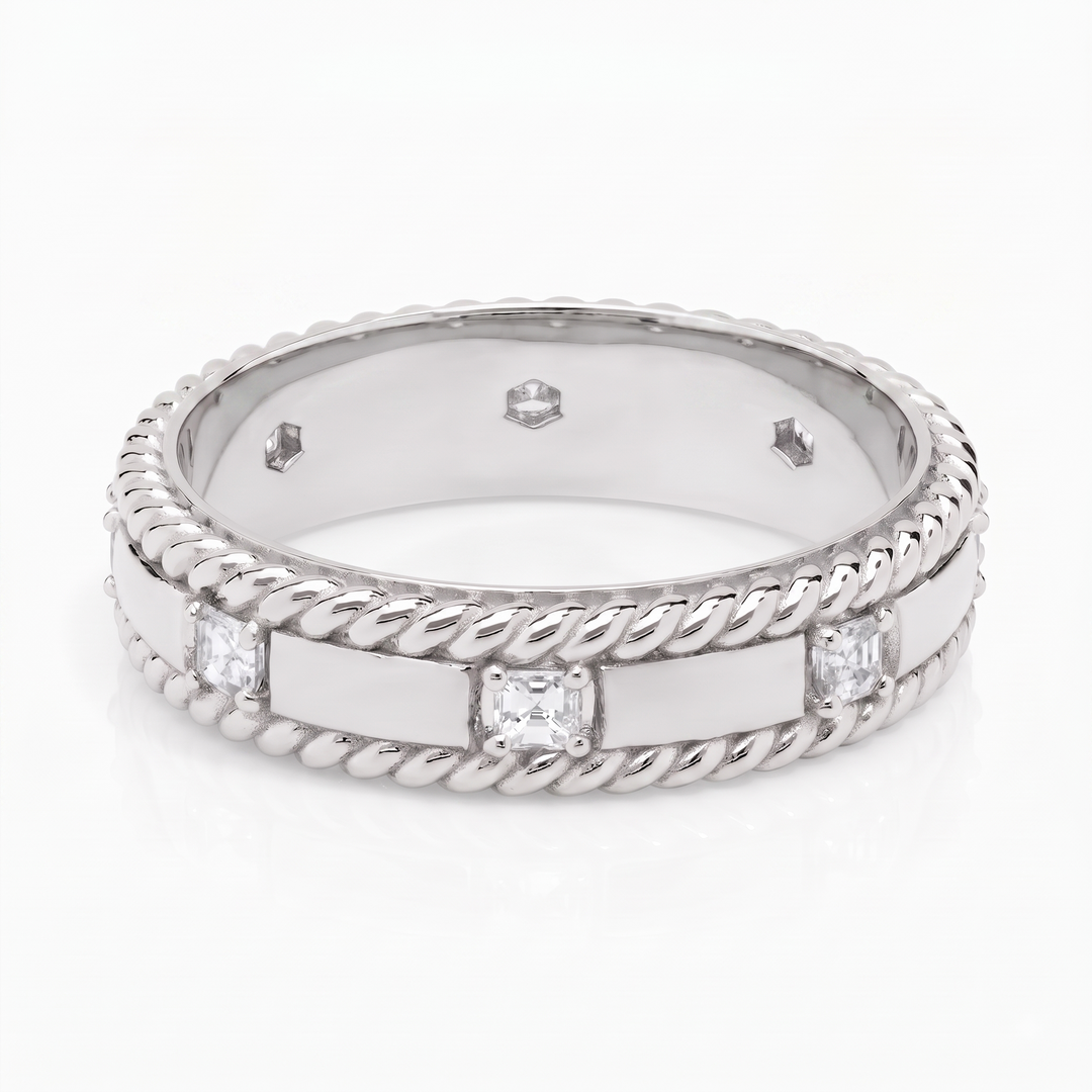Grandeur Asscher Lab Grown Diamond  Men's Wedding Ring WG 2