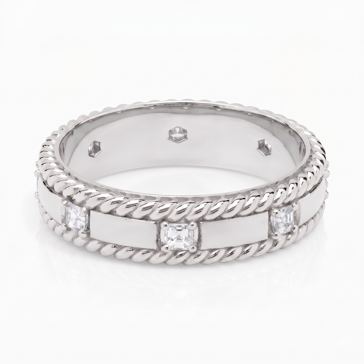 Grandeur Asscher Lab Grown Diamond  Men's Wedding Ring WG 2