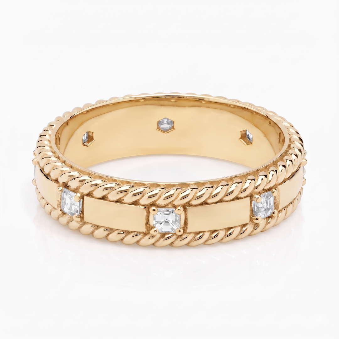 Grandeur Asscher Lab Grown Diamond  Men's Wedding Ring YG 2