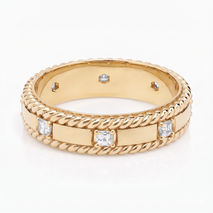 Grandeur Asscher Lab Grown Diamond  Men's Wedding Ring YG 2