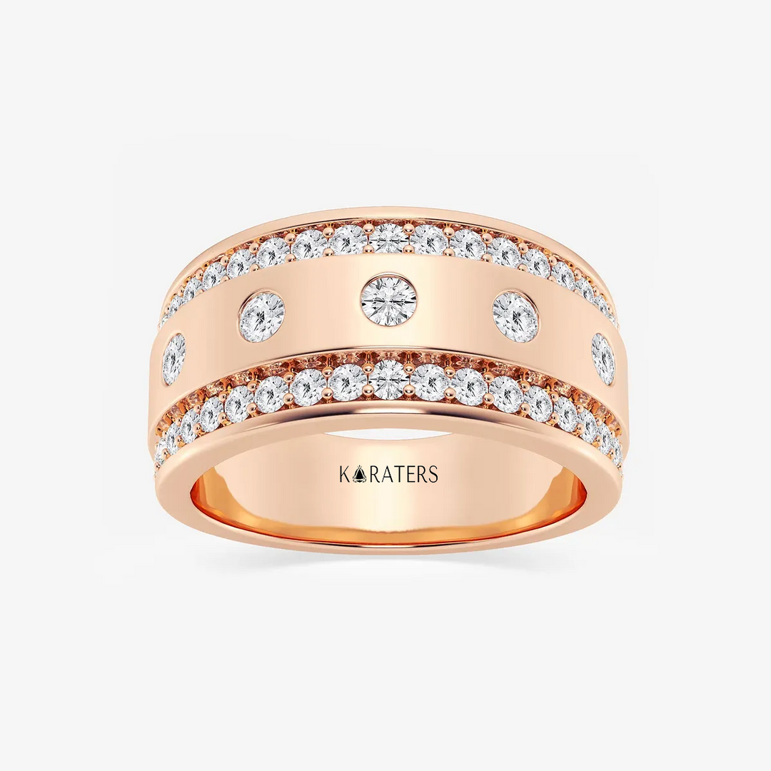Round Lab Grown Diamond Men's Floating Wedding Band RG 2