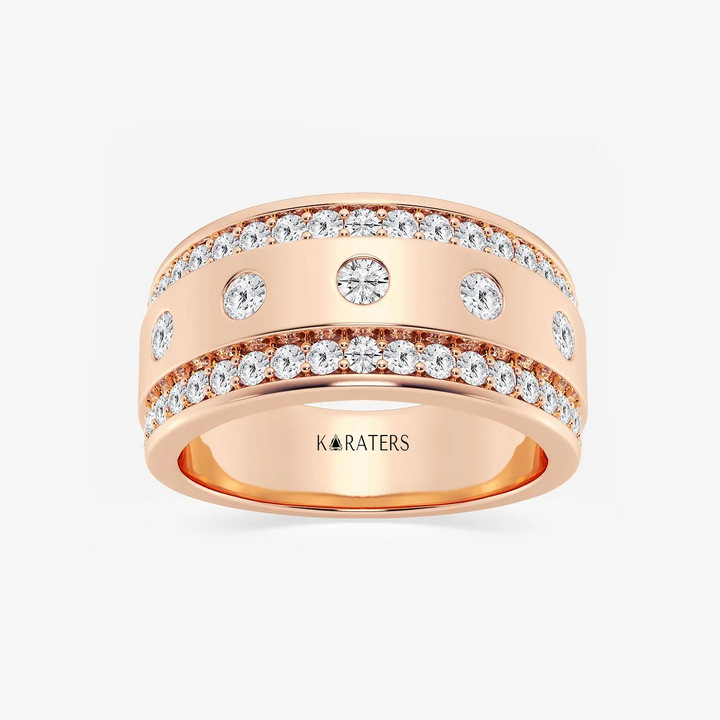 Round Lab Grown Diamond Men's Floating Wedding Band RG 2