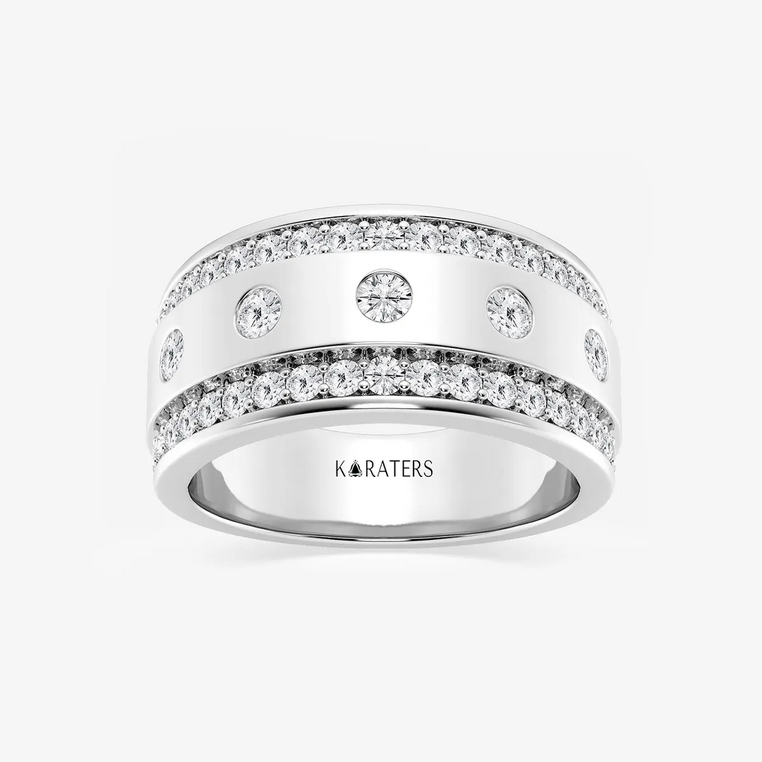 Round Lab Grown Diamond Men's Floating Wedding Band WG 2