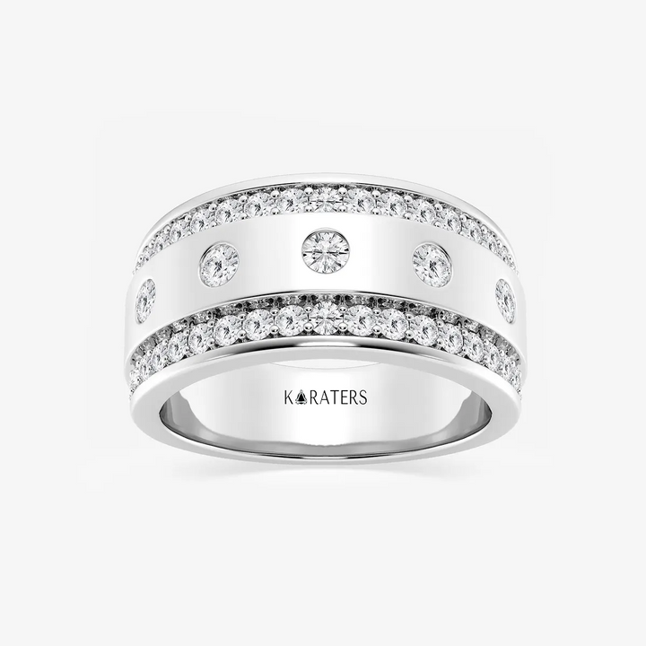 Round Lab Grown Diamond Men's Floating Wedding Band WG 2