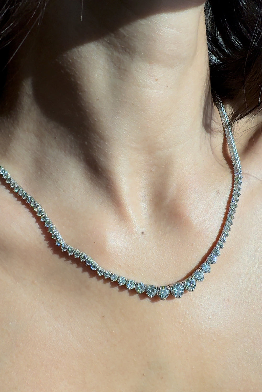 Riviera Graduated Lab-Grown Diamond Tennis Necklace 14K Solid Gold