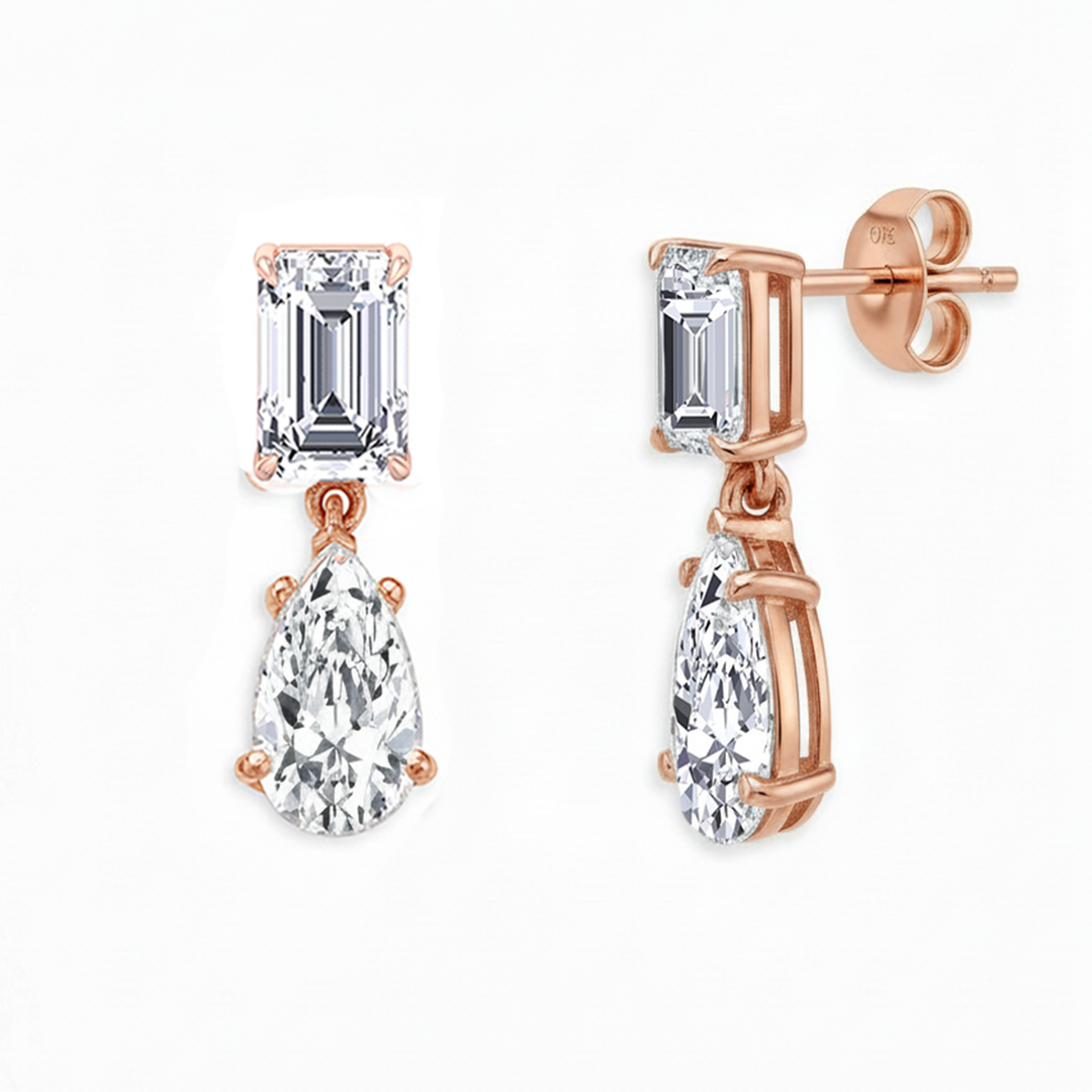 Rose Gold Emerald and Pear Shape Earring2