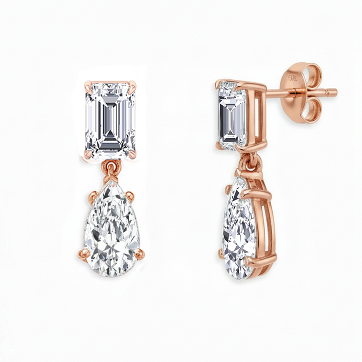 Rose Gold Emerald and Pear Shape Earring2