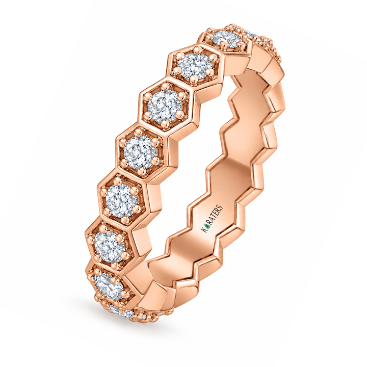 Honeycomb Round Cut Lab Grown Diamond Eternity Band rose