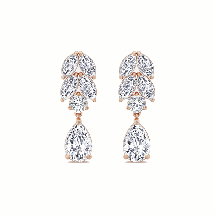 Rose Gold Pear Lab Grown Diamond Prong Setting Drop Earring