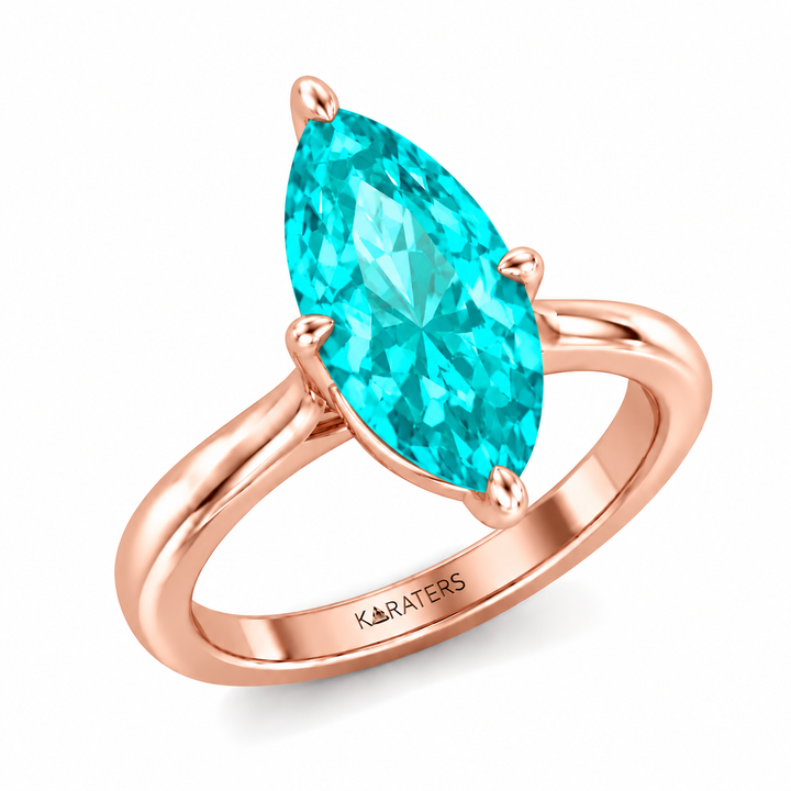 Marquise-Cut Paraiba Tourmaline and Lab-Grown Diamond Engagement Ring RG