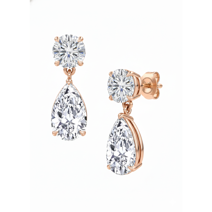 Rose Gold Pear Shape Drop Earring