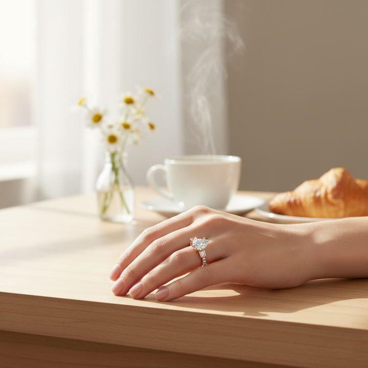 Rose Gold Pear Shape Ring lifestyle