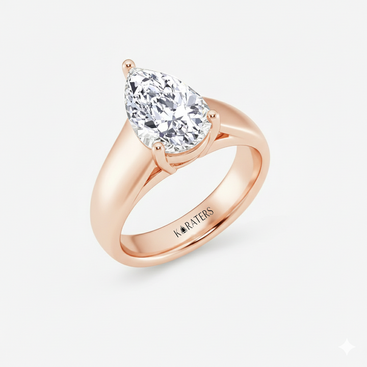 Rose Gold Pear Wide Shank Ring