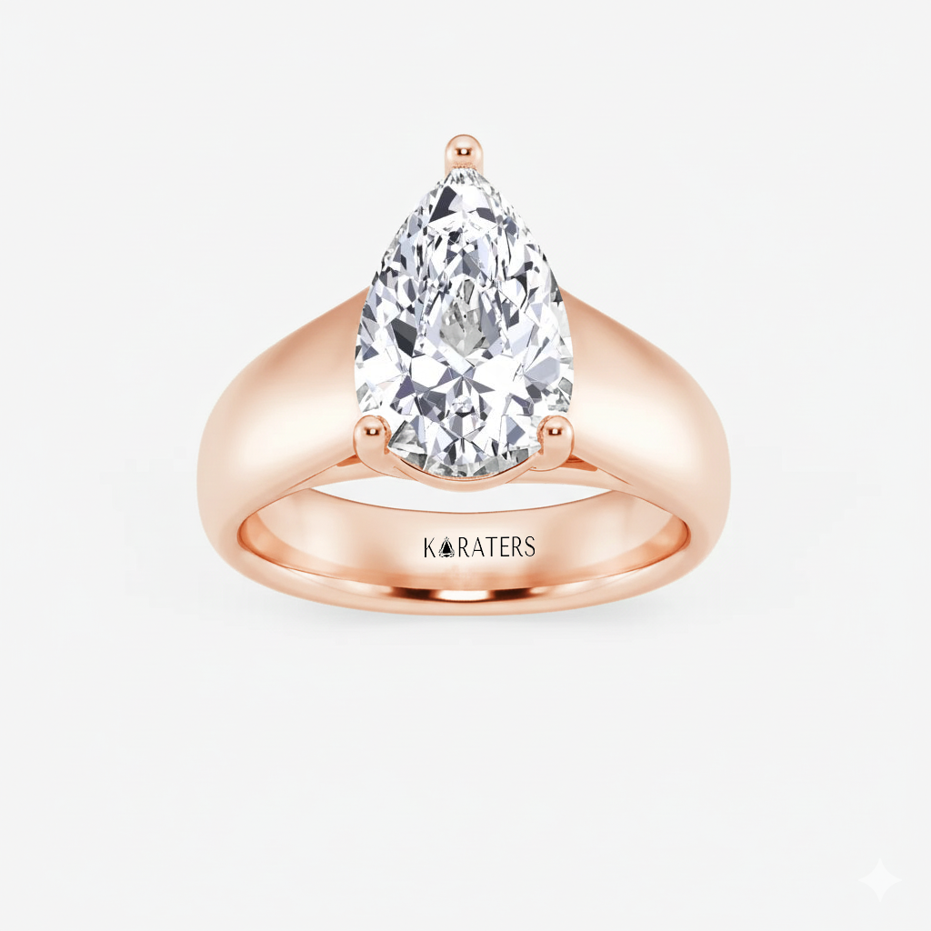 Rose Gold Pear Wide Shank Ring1