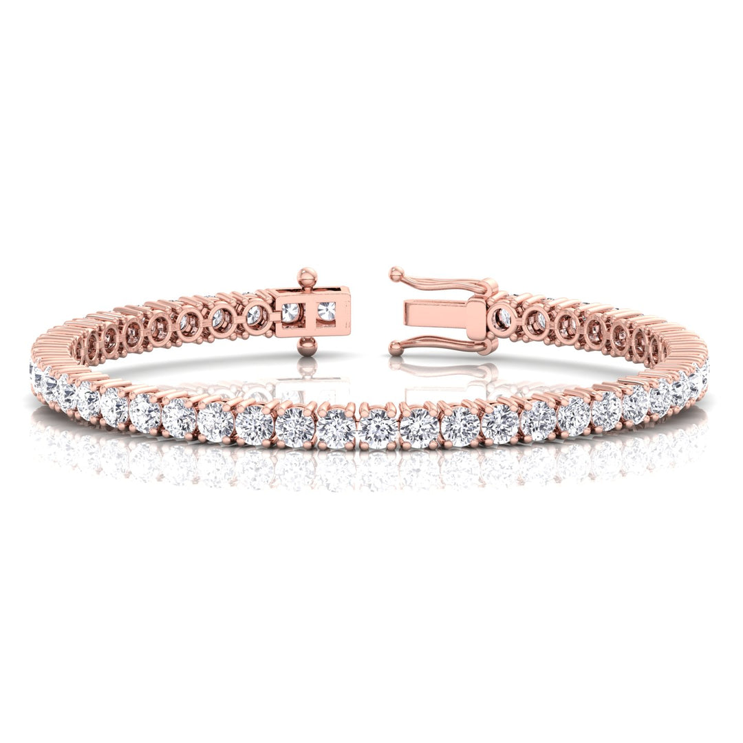 3CT 4 Prong Round Cut Lab Grown Diamond Tennis Bracelet 14K Solid Gold