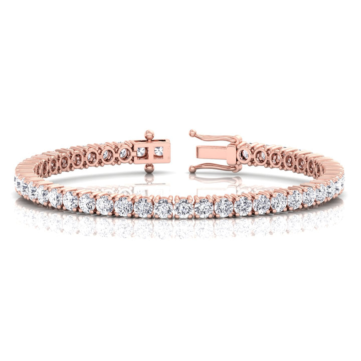 3CT 4 Prong Round Cut Lab Grown Diamond Tennis Bracelet 14K Solid Gold