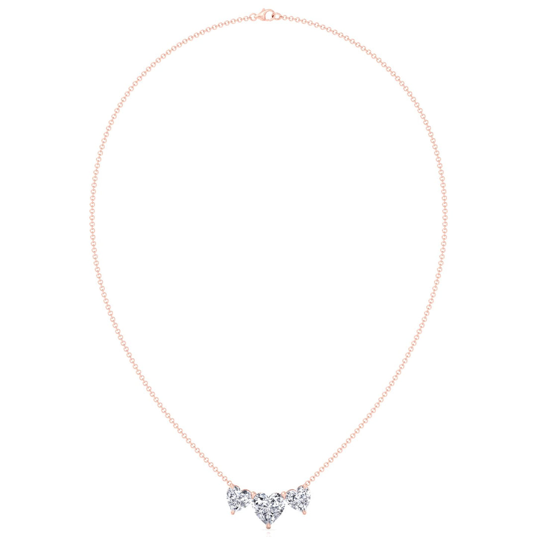 Triple Heart Shape Lab Grown Diamond Pendant Rose Gold 14K 18K