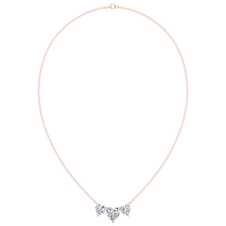 Triple Heart Shape Lab Grown Diamond Pendant Rose Gold 14K 18K